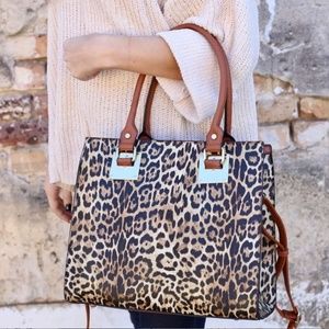 NWT Vegan Leopard Print Handbag + Wallet S…